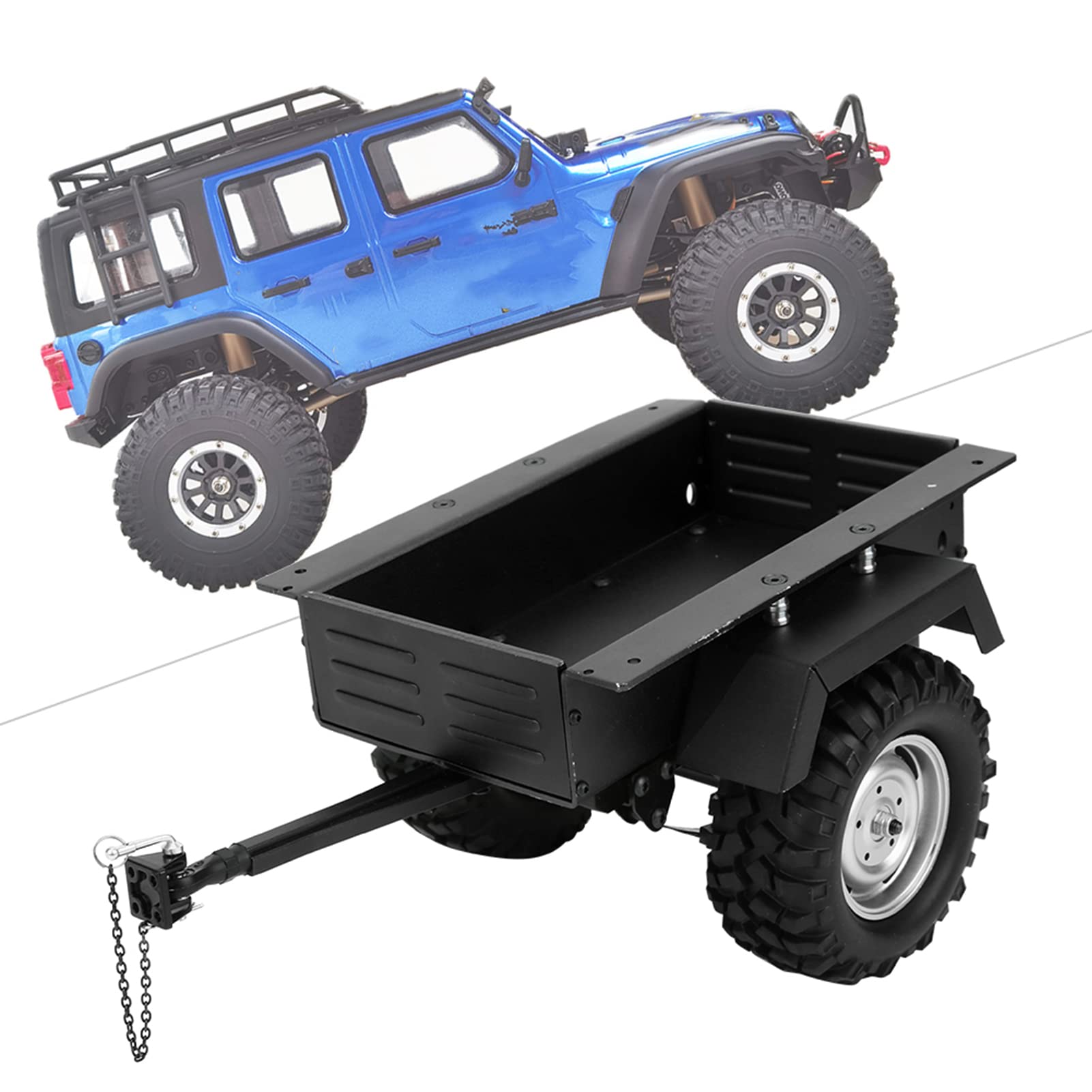Stop Aluminium Wysoce Symulowanej Przyczepy - Model Pojazdu RC do Zabawek Pasujący do SCX10 1/10 RC Auto (czarny) (BLACK)