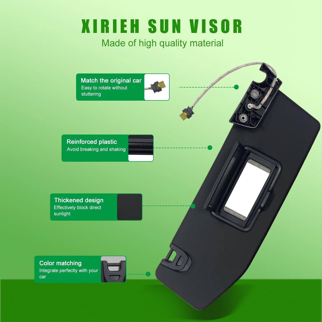 Sun Visor Fit for Jeep Wrangler JR Gladiator 2018 2019 2020 2021 2022 2023 Replace 6BR80TX7AQ with Vanity Light with Makeup Mirror (Right Passenger Side(with Light))