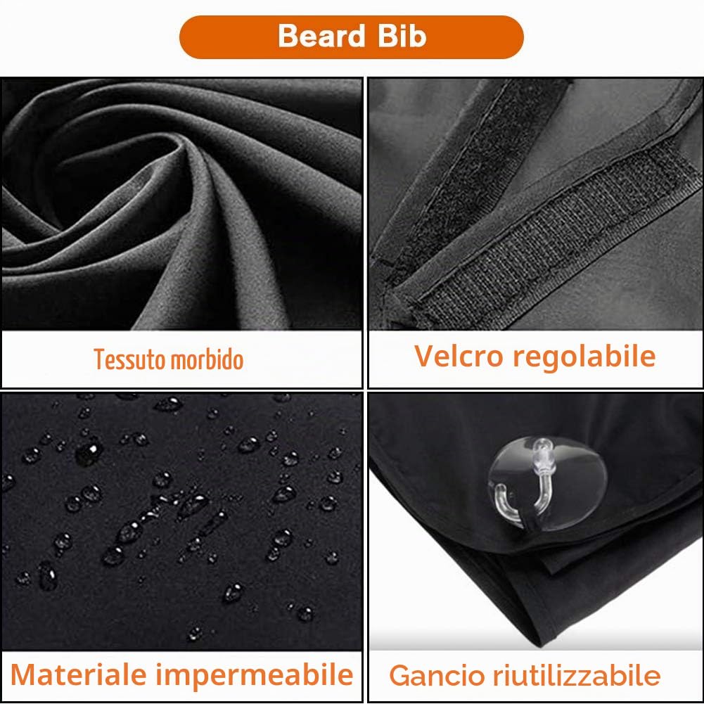 Grembiule da Barba, Impermeabile Telo per Barba, Cattura Barba e Capelli, Antiaderente, Con 2 Ventose, Regalo per Uomini, Regalo per La Festa del Padre, Regalo di Natale
