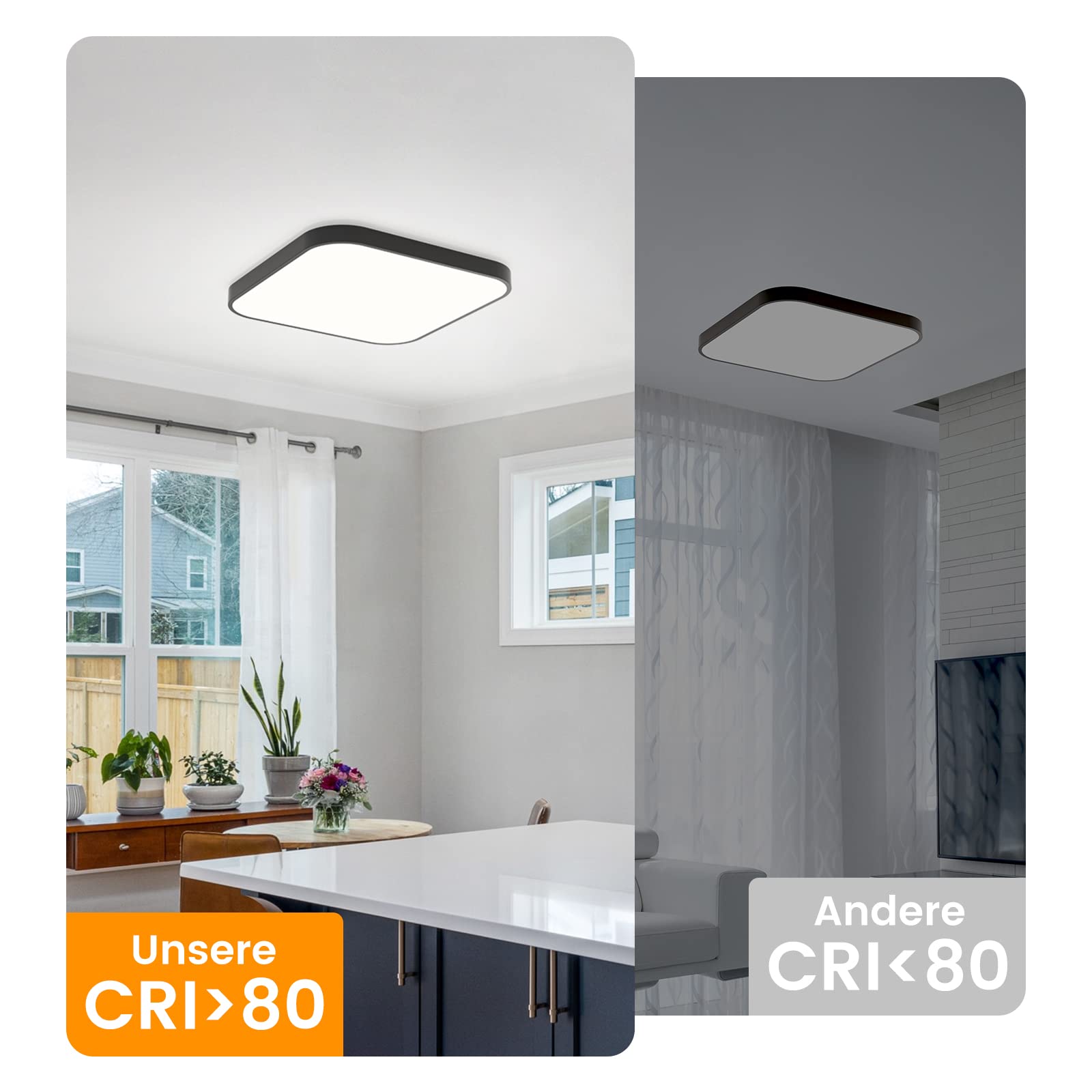 ZMH Lámpara de Techo LED Regulable Luz de Techo - 15W Lámpara de Baño Negro Plano 27cm Plafón de Baño Cuadrado con Mando a Distancia Lámpara de Dormitorio IP44 Impermeable para Dormitorio Cocina