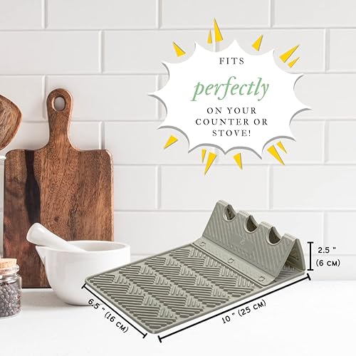 Miniatura 3 de Soporte de cuchara de silicona para estufa, multiusos, apto para lavavajillas, soporte de cocina, salvamanteles para olla caliente, soporte para