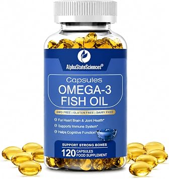 Premium Omega 3 Fish Oil Max Strength 3600mg Boost Heart Health, Brain Function, and Joint Mobility High EPA 1296mg & DHA 864mg Essential Fatty Acids for Optimal Wellness