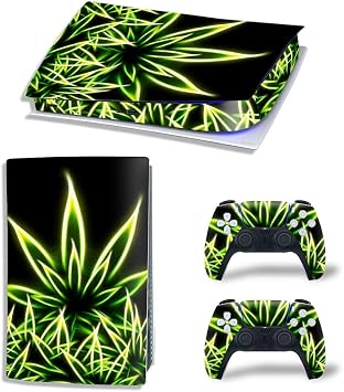 WPS Glossy Protective Vinyl Decal Skin/Stickers Wrap Cover for PS5 Skin Stickers Full Body for Playstation 5 Console and 2 Controllers PS5 Digital Edition, Luminous Plants