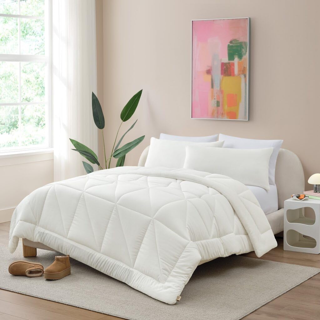 UGG King Comforter Set – 3 Piece Luxury Reversible Plush King Size Comforter Set with Down Alternative Fill, Soft Bedding Set with 2 Pillow Shams for Home & Bedroom Decor, White Snow (Corey)