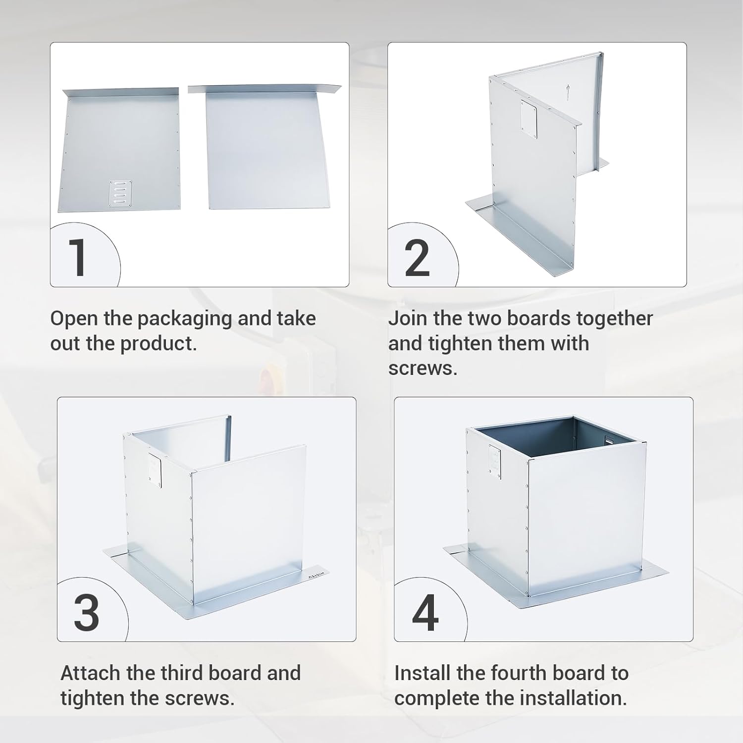 Zonon Exhaust Fan Roof Curb 19.5" Square x 20" High, 18 Gauge Galvanized Steel, Vented Bolt Together Flat Roof Curb