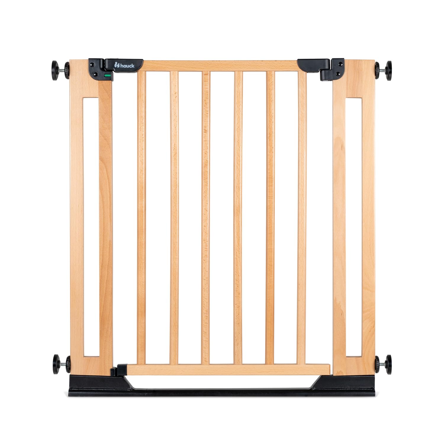 hauck Clear Step Easyclose Eco, Legno di Faggio - Cancelletto di Sicurezza Porte e Scale Interno per Bambini e Cani - Regolabile 75-80 cm con Viti Incluse - Alto 76 cm - Fissaggio Stabile con Fori