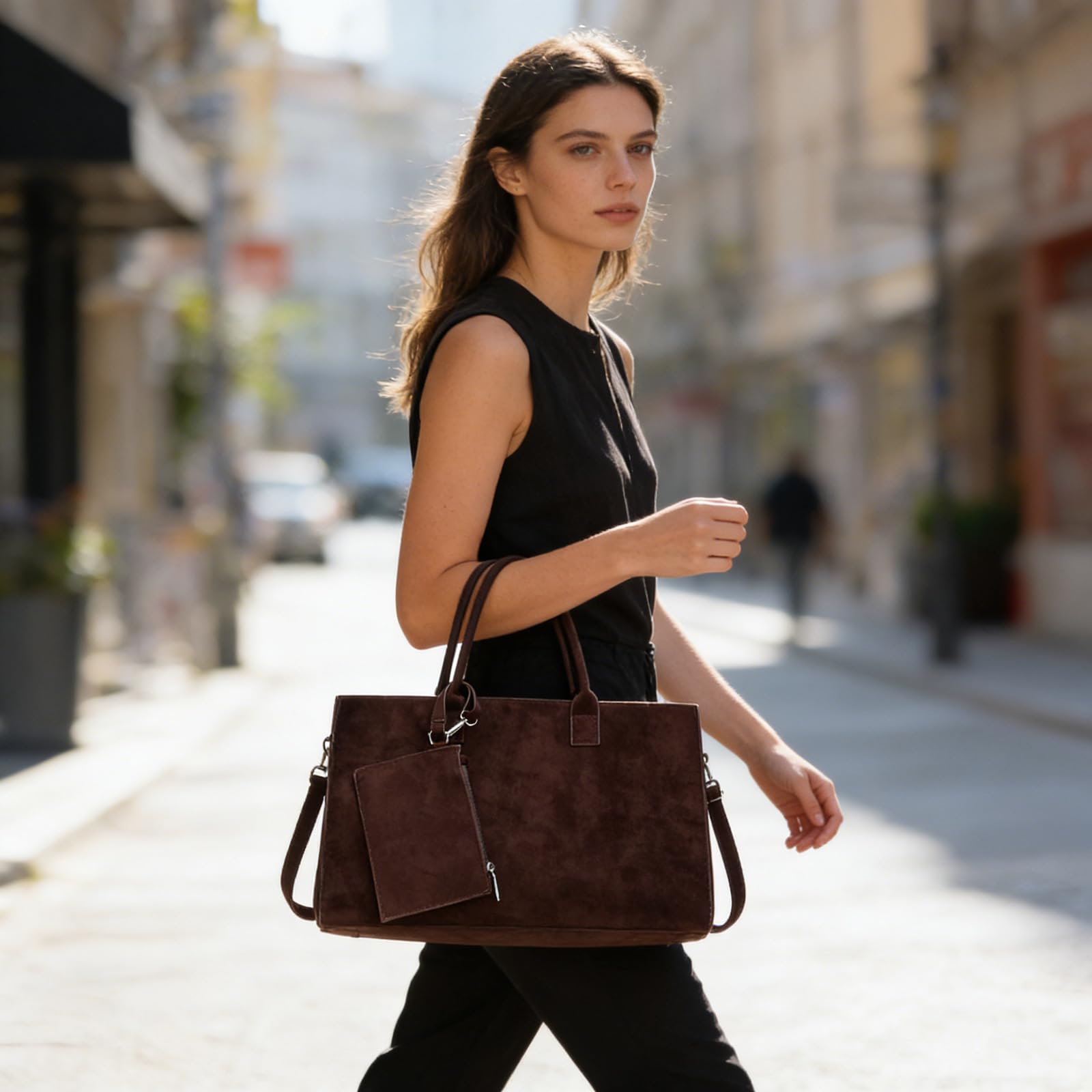 Borsa a tracolla in pelle scamosciata Spaziosa include portamonete con tracolla regolabile Set borse per madre e figlia