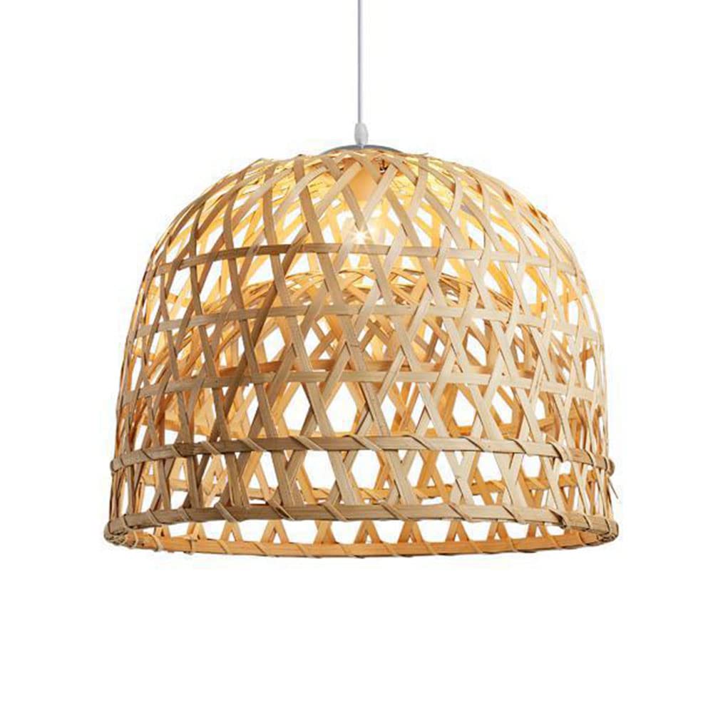 LYMSXAZOU Bamboo Dome Lamp Shade Hanging Light 1 Lights Interior Flush Mount Ceiling Chandelier Rattan Minimalist Pendant Lantern Hollow Basket Decor Modern Fixture