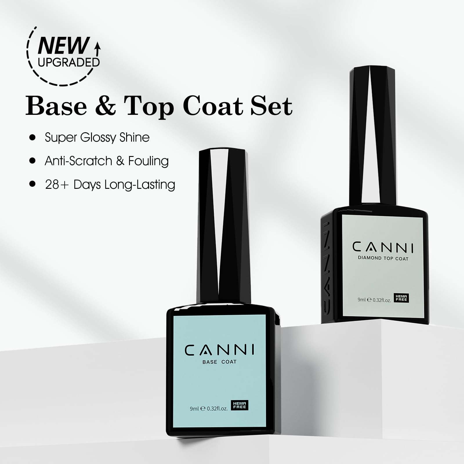 CANNI Semi Permanent Top Coat & Base Coat Gel Lakier do Paznokci Zestaw