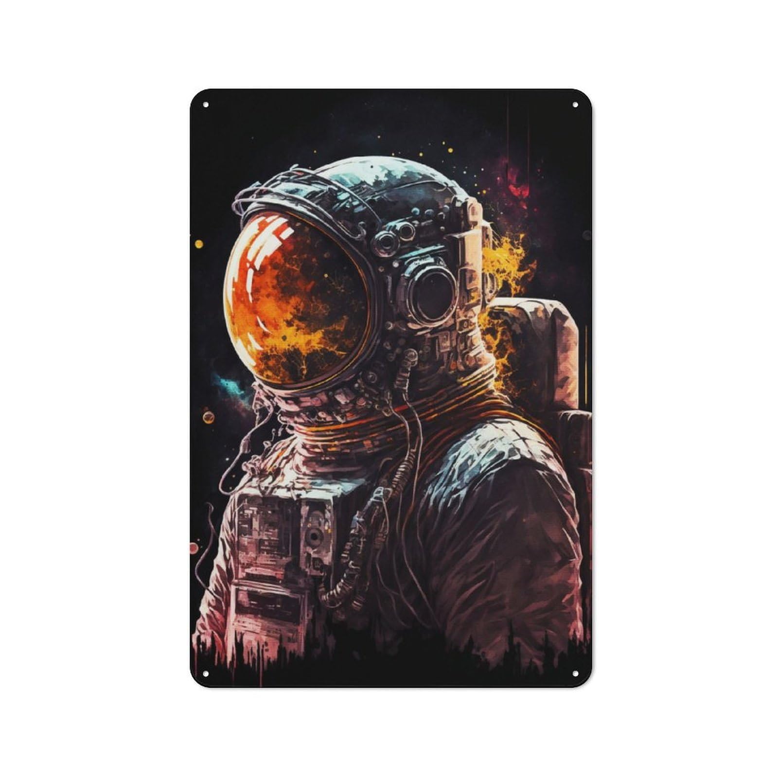 Junmoney Astronaut Inspired Industrial Tin Wall Sign 30X20cm Featuring Urban Room Decor For Workspace, Cafe, Hallway Or Garage