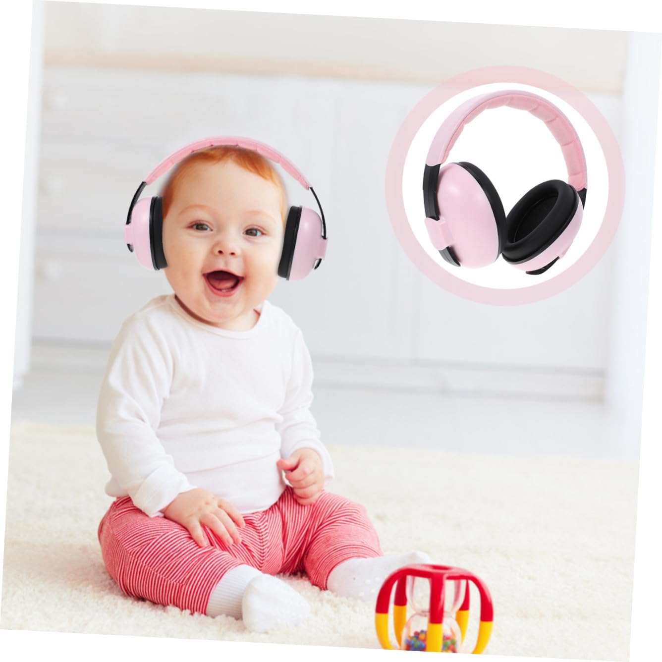 Hearing Protection Earmuffs for Infants and, Noise Blocking Pink Ear Protection Adjustable Headband, Comfortable Hearing Safety for Sleeping and Travel