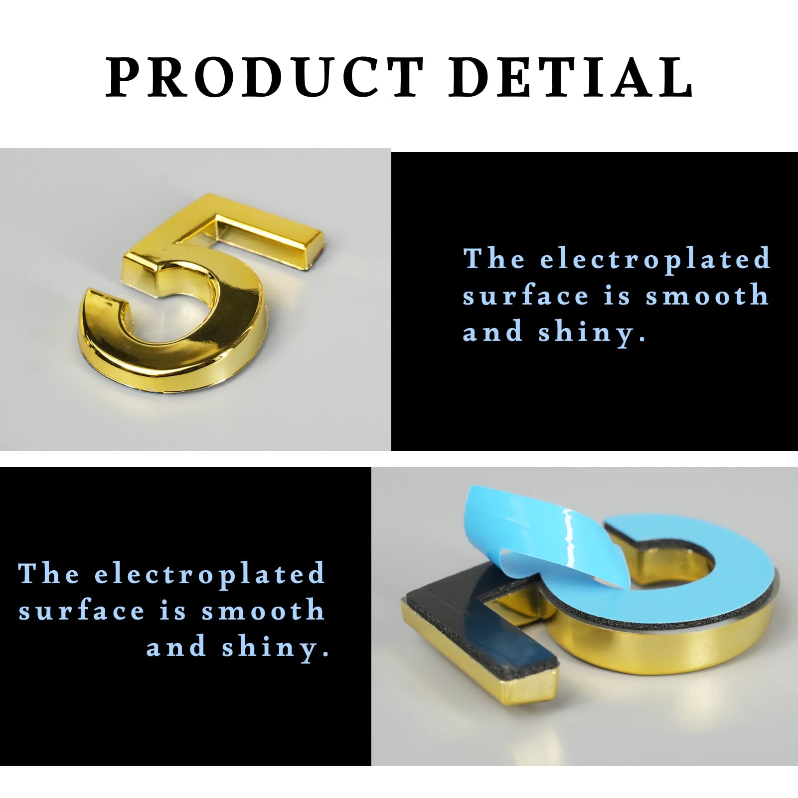 Numeros Adhesivos 5Cm,Numeros Para Habitaciones De Hotel,Numeros Adhesivos Para Buzón 3d Placas De Matrícula Del 0 Al 9 Para Casas Pisos, Oficinas Y Buzones (Dorado, 50mm 10pcs)