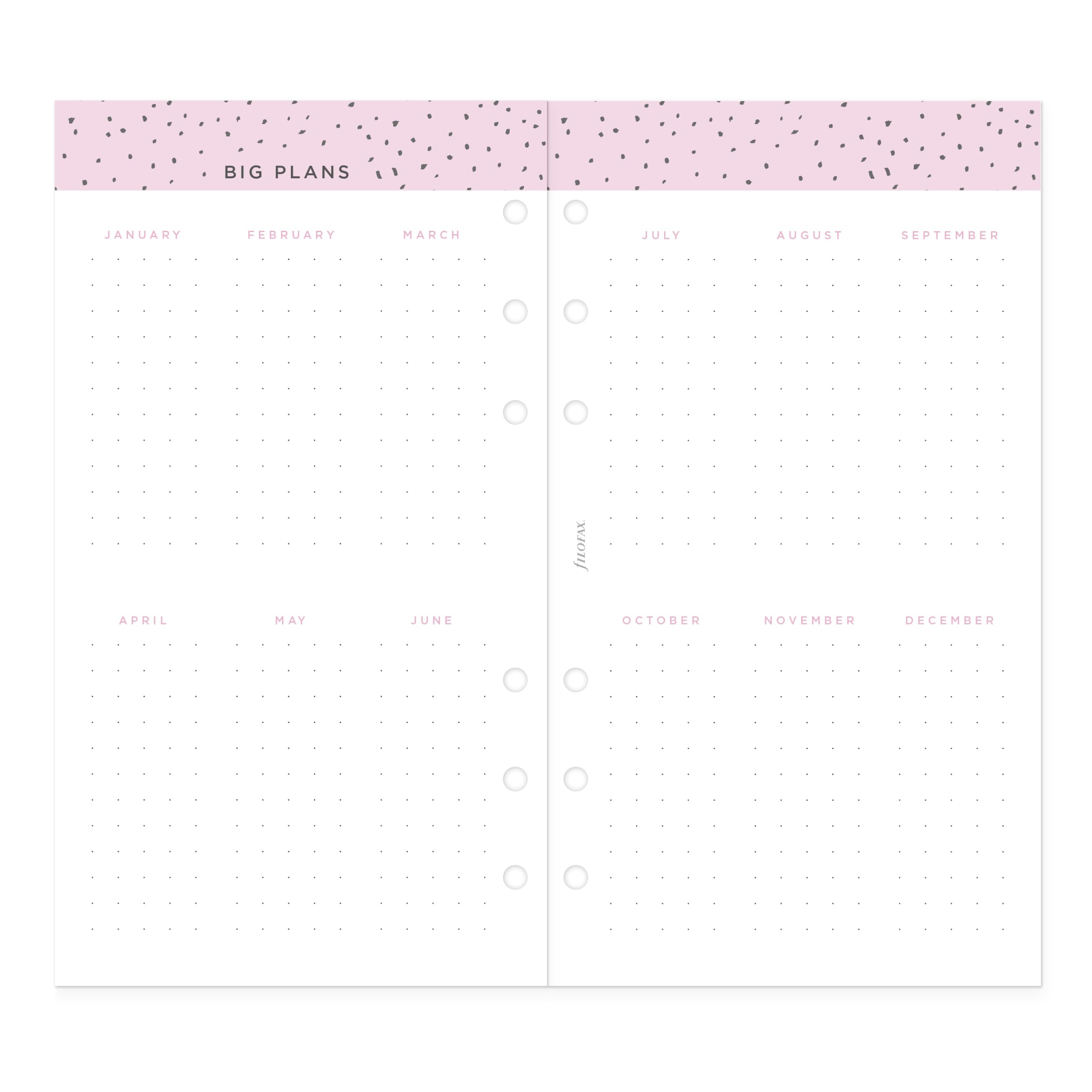 Filofax Recharge d'agenda 2027 format personnel/compact, semainier, confettis minimal, multilingue : cinq langues, 2027 (C68491-27)