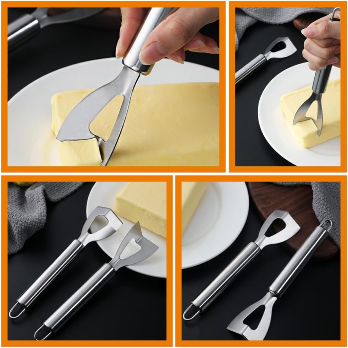 3pcs Stainless Steel Butter Wedge Cutter for Cheese Blocks