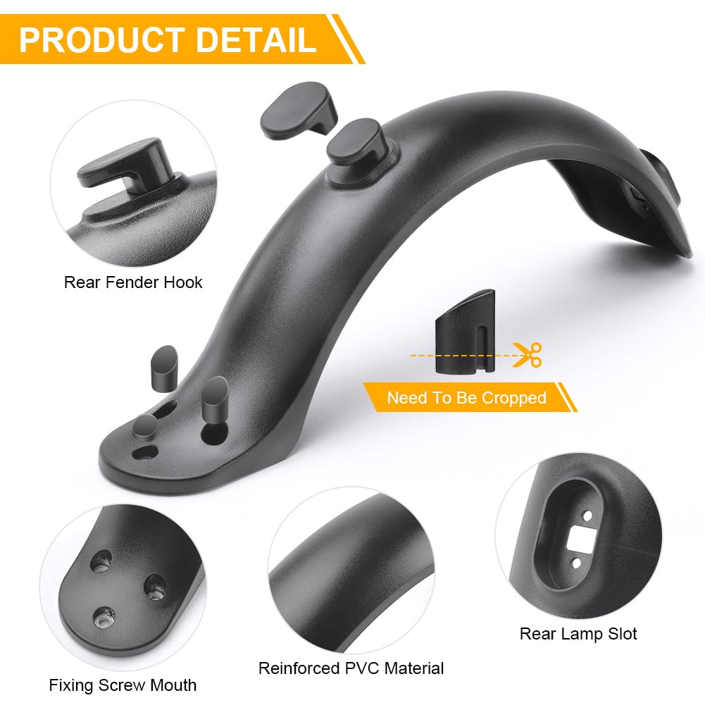 Ainiv Parafango Posteriore per Scooter, Staffa Parafango, Luce Posteriore LED e Striscia Riflettente, Accessori di Ricambio per Scooter Elettrico Mi Xiaomi M365 / M365 PRO