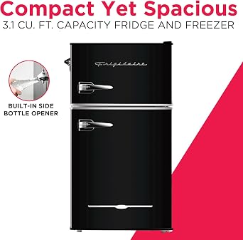 Frigidaire EFR840 Retro Mini Fridge with Freezer & Side Bottle Opener - Small 2 Door Refrigerator for Office Bar or College Dorm Room - 3.2 Cu Ft, Black
