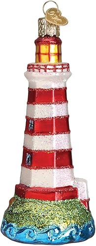 Miniatura 4 de Old World Christmas Colección de adornos de vidrio soplado para árbol de Navidad Sambro Lighthouse
