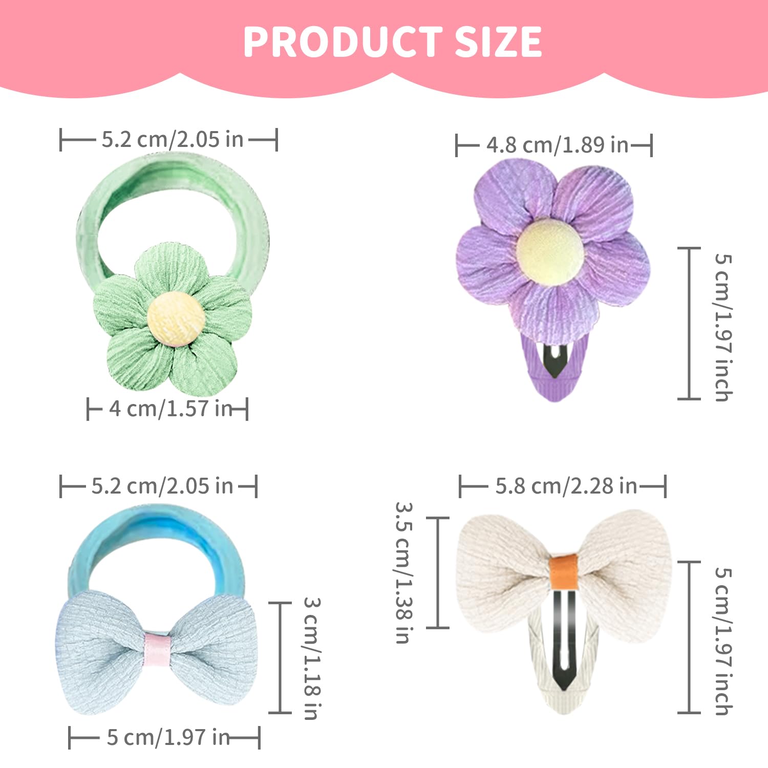 36 Pcs Baby Hair Bobbles, Candy Colors Soft Elastic Toddler Hairbands Hairclips with Bows and Flowers for Girls Hair Accessories - Image 2