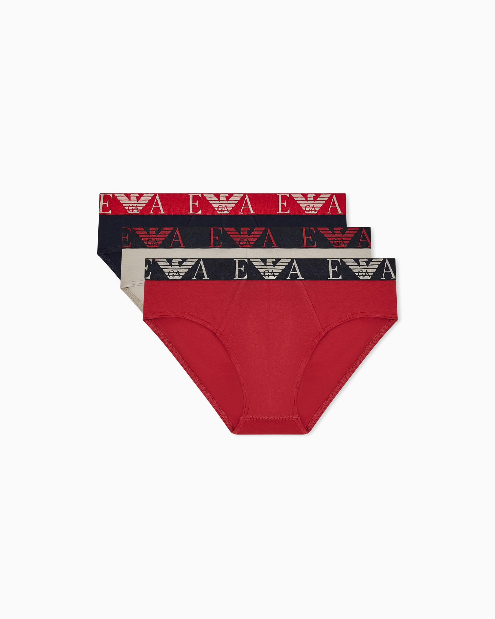 Emporio Armani Men's Bold Monogram 3-Pack Brief Beige M