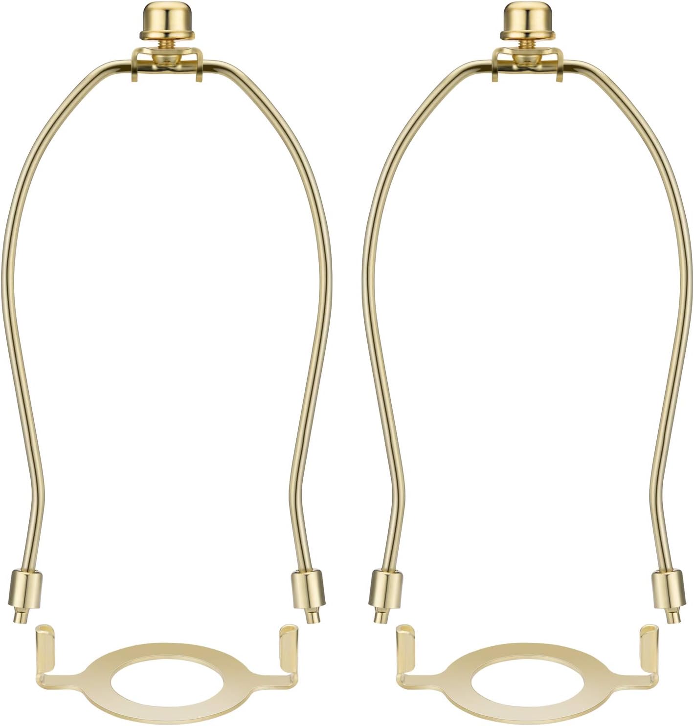 Canomo 2 Packs Lamp Harps Lamp Shade Holder 8 Inch with E26 UNO Light Base and Lamp Finial for Table and Floor Lamps, Brass