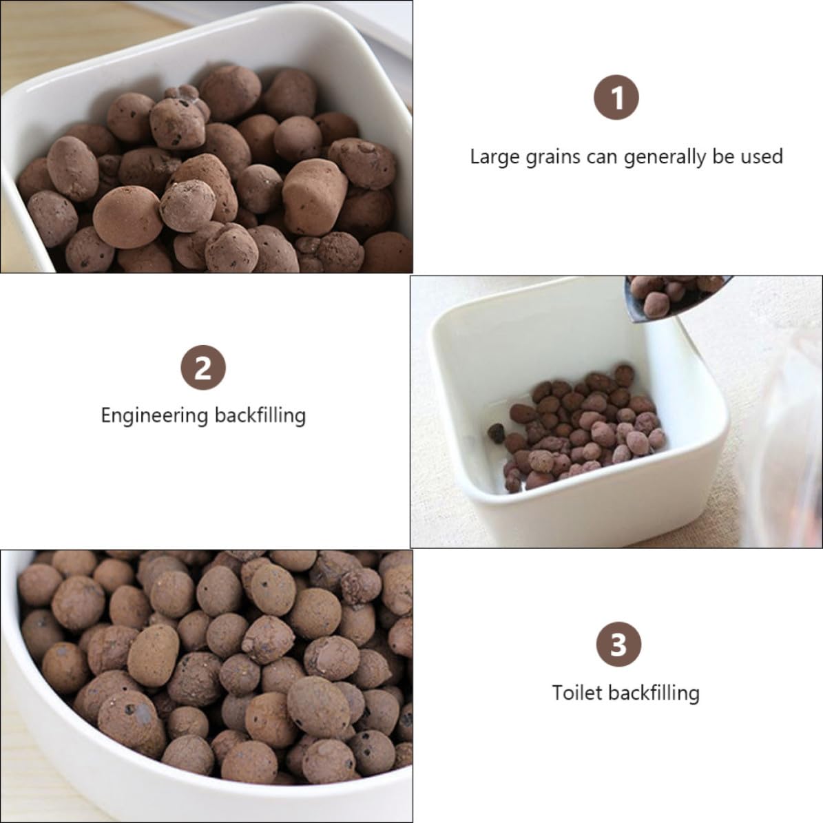 Housoutil Ceramsit 1kg aus Ton und Schiefer für Blumentöpfe, Kaffeefarben