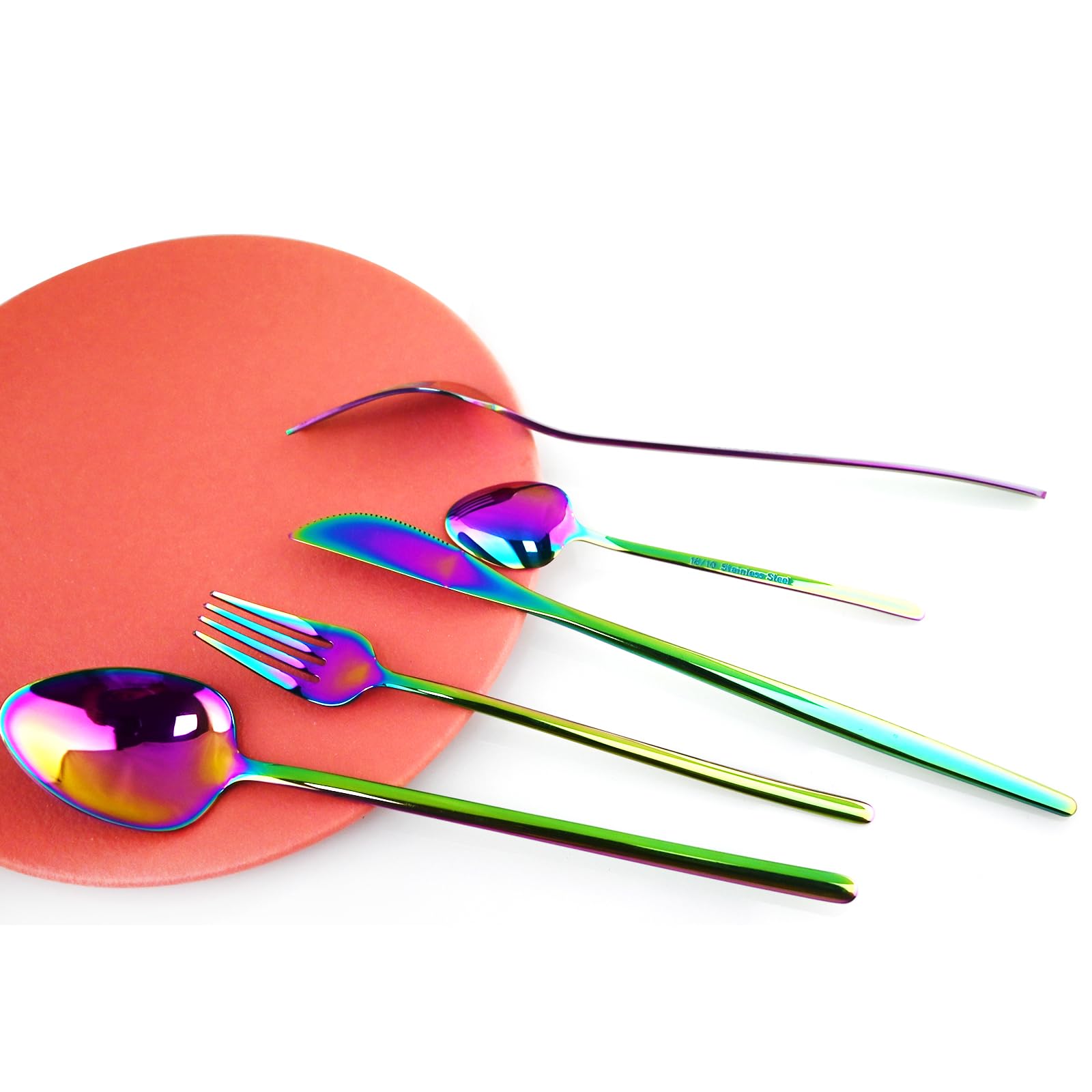 Gugrida Silverware Set, 30-Piece 304 Stainless Steel Flatware Set Copper Cutlery Set Service For 6, Mirror Finish, Dishwasher Safe, Nice［並行輸入品］ | Gugrida Gorgeous 30-Piece Rainbow Flatware Sets of