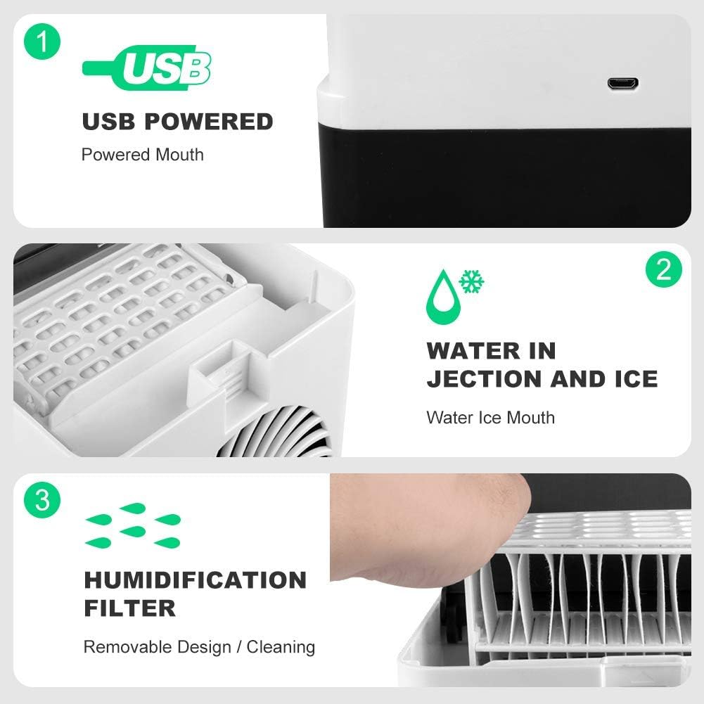 StillCool 2020 Upgraded Portable Air Conditioner Fan, 3 in 1 Small Personal USB Air Cooler Desk Fan Mini Air Purifier Humidifier Cooling for Home Office Camping