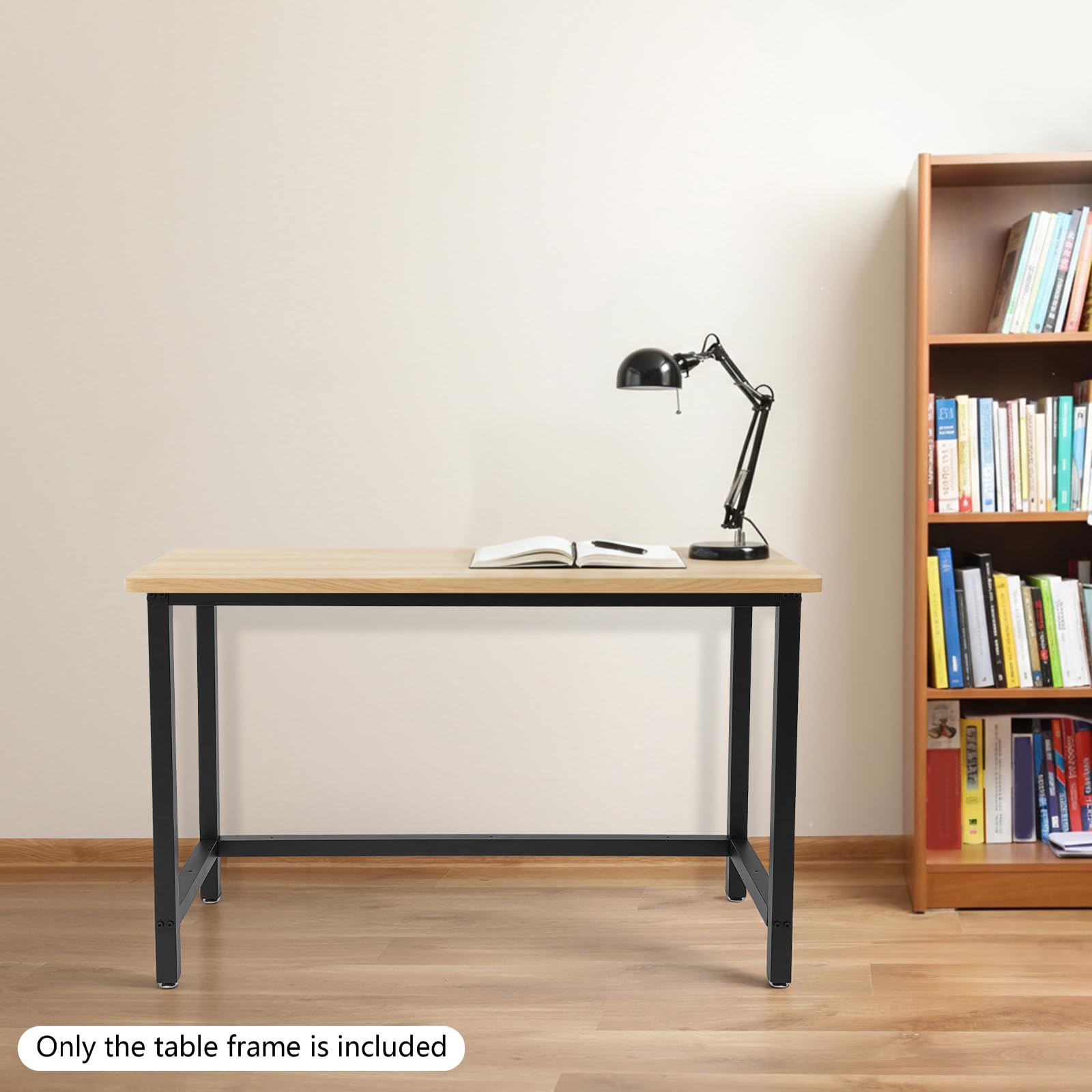 Estructura de banco de trabajo, estructura de mesa nivelable, banco de trabajo de pie, marco de hierro estable, almohadillas ajustables, bordes redondeados, para montaje en taller, garaje