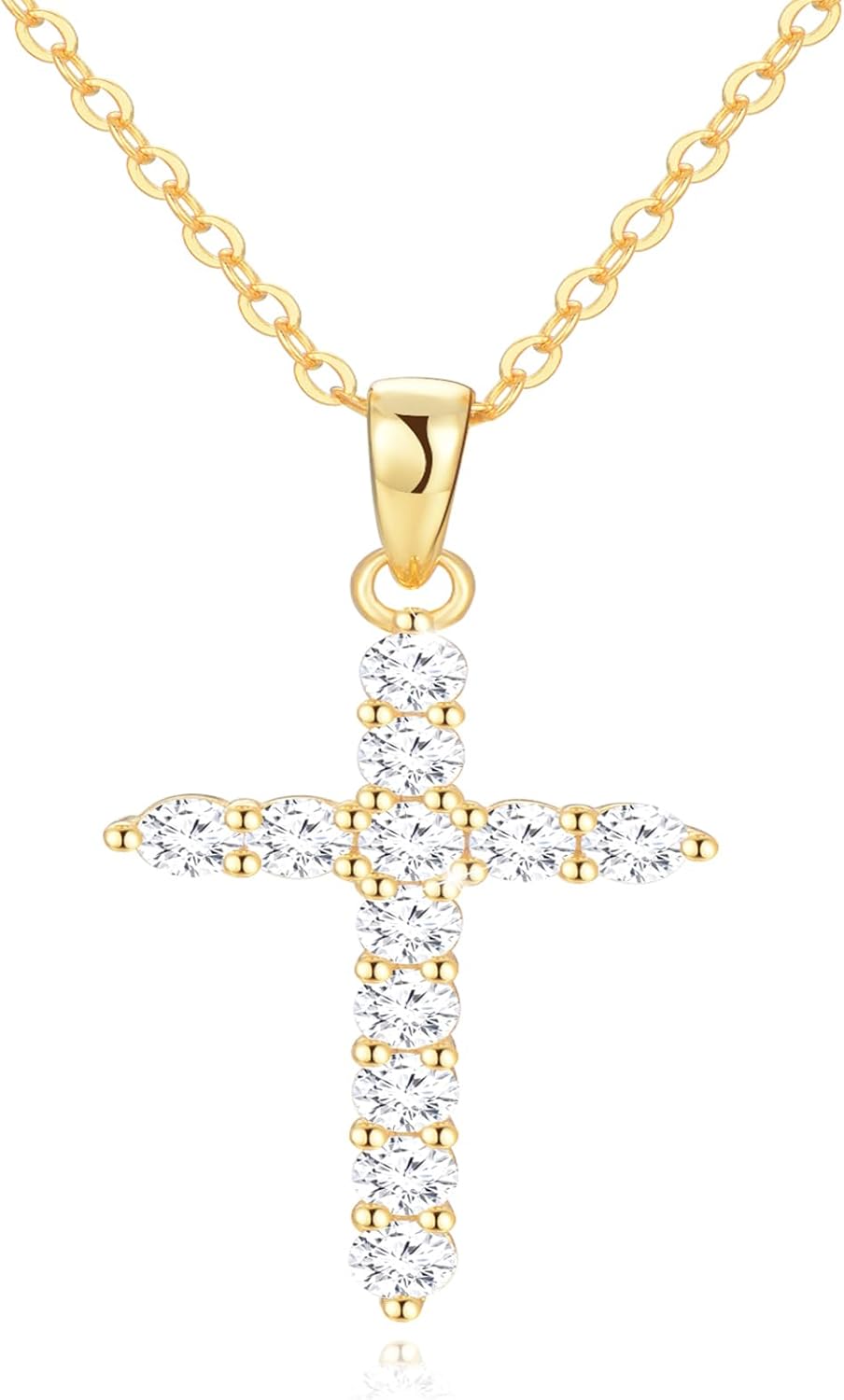 Sterling Silver Cross Necklace,5A CZ Diamond Infinite Elements,18"+2" Silver Chain,Classic Cross Faith Jewelry Gifts for Daughter Wife Sister Friends