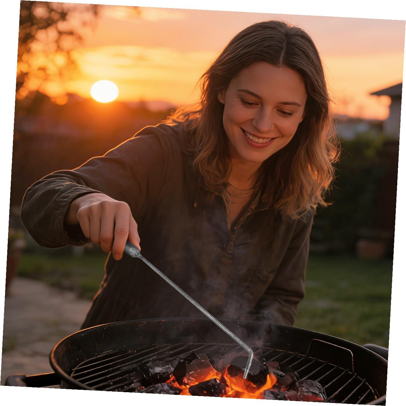 GLEAVI Iron Fireplace Poker Tool for Home Cooking and Outdoor Barbecue