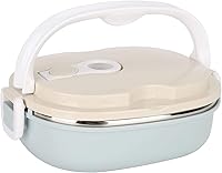 Vista 1 de LIZEALUCKY Caja Bento Contenedor de alimentos aislado con asa plegable, lonchera caliente apilable portátil de acero inoxidable aislada lonchera