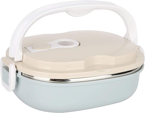 lyrlody Fiambrera Térmica de Acero Inoxidable Bento Box con 1/2/3 Fiambrera Hermética Portátil con Asa para Adultos Y Niños(1 capas)