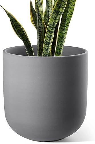 Miniatura 11 de LE TAUCI Maceta de cerámica de 10 pulgadas para plantas con orificio de drenaje y tapón de goma, macetas de interior para olivo, maceta cilíndrica