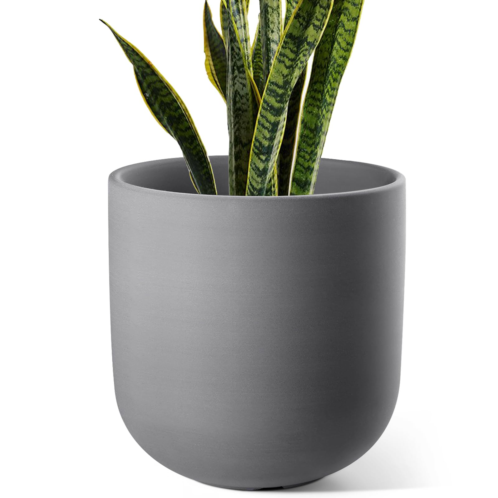 le tauci 10 inch plant pot, ceramic pots for plants with drainage hole and rubber plug, plant pots indoor for home garden patio office, cylinder planters for indoor plants, charcoal gray