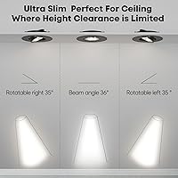 Vista 6 de Acegoo Luz giratoria de disco empotrable para RV, foco LED de 12 V, luz interior de RV, ángulo de haz de 36, ajuste vertical de 70, downlights