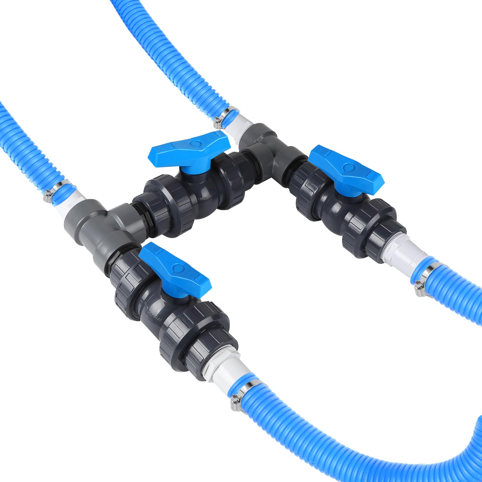 SWAWIS Pool Bypass Set 32/38mm Wärmepumpe Pool Bypass Poolheizung Wärmepumpe Solar Heizung PVC Rohr Kugelhahn DN50, Präzise Regulierung des Wasserdurchflusses