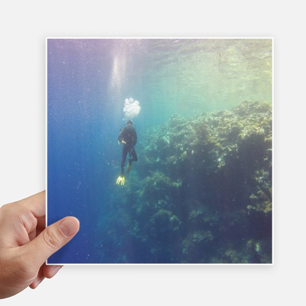 Autocollant carré océan diving 20 cm stickers de décoration multicolor pour ordinateur 4pcs