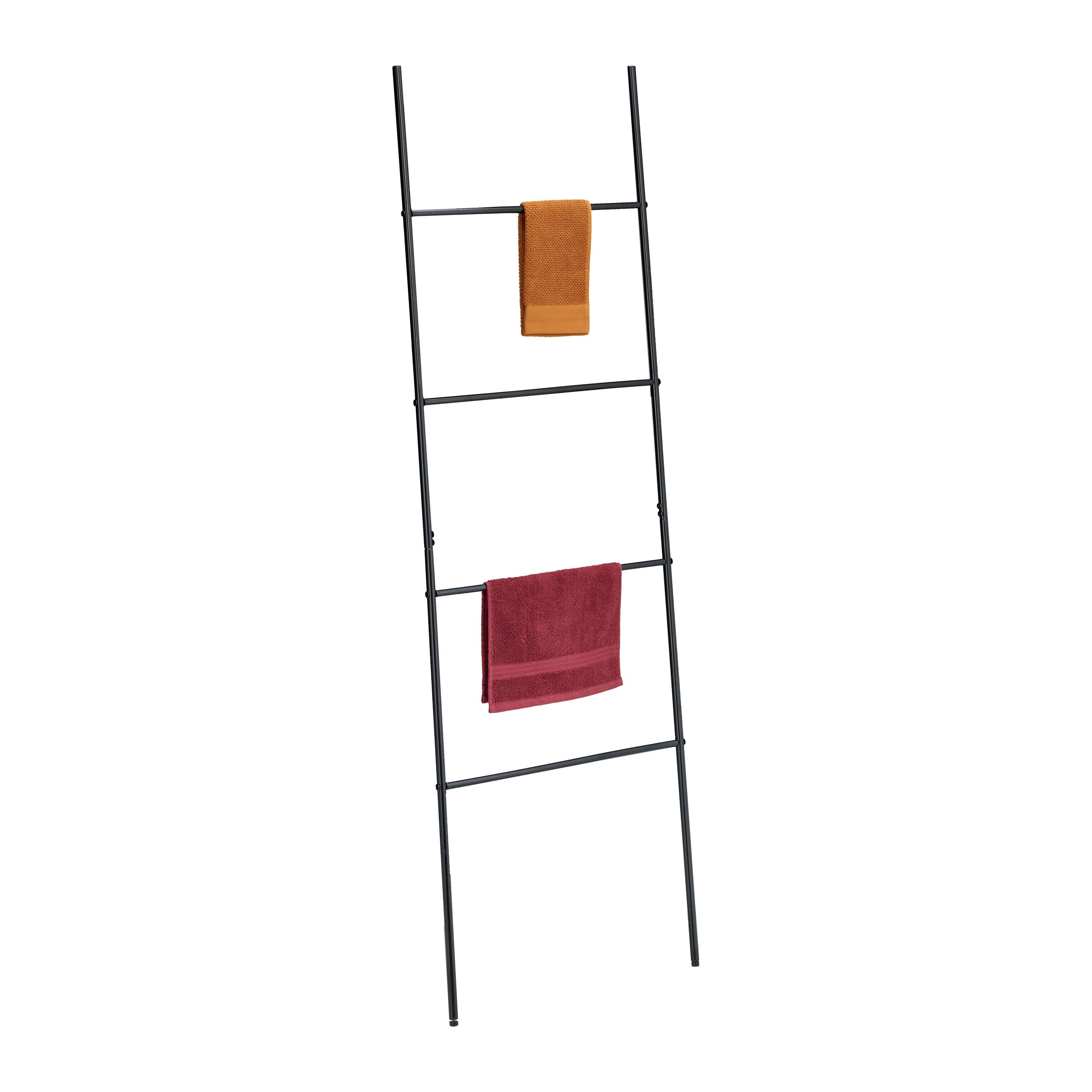 Toallero escalera negro con 4 barras de metal Relaxdays de 171x55 cm para baño y ropa