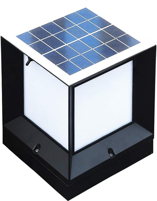 GUOCC Creative Modern Solar Outdoor Garden Light Waterproof Outdoor Column Light Garden Villa Gate Wall Pillar Lamp Community Patio Aisle Balcony Post Lantern (Color : Black) Lights Fixture