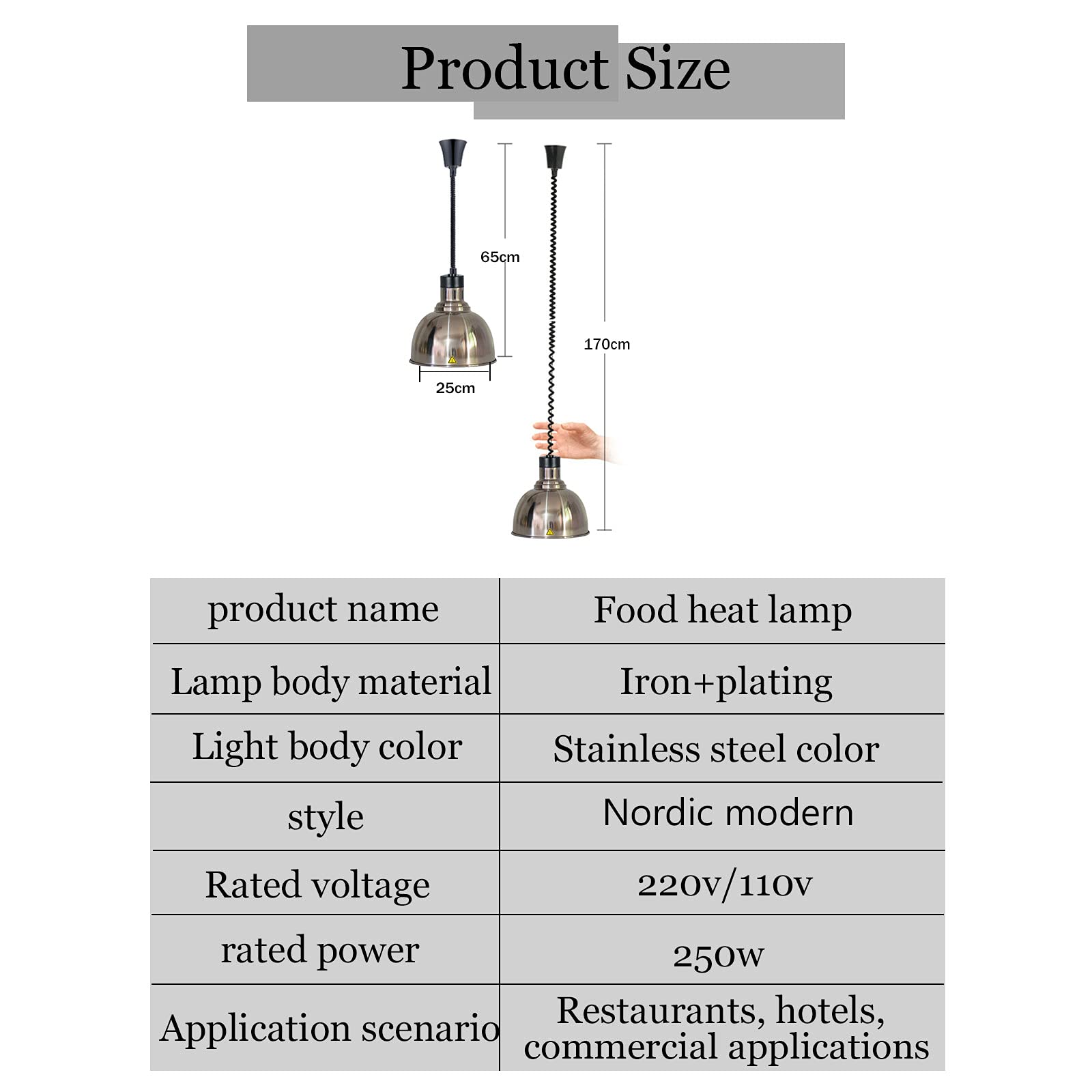 Lámparas de Araña de Cocina para Calienta Platos, Calentadores de Alimentos Ajustable Comercial, Lampara Calentamiento de Bistec de Buffet con Interruptores, Suministros de Restaurante de Hotel