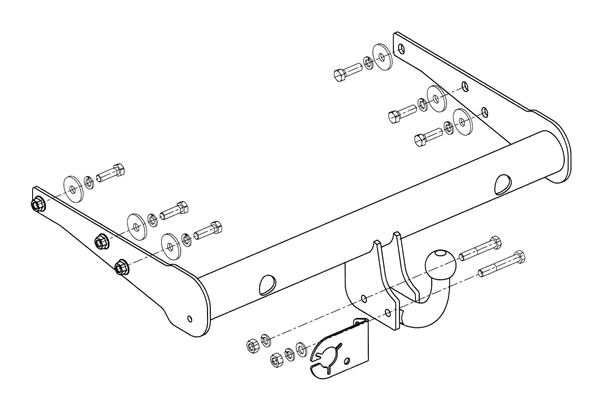 HOOK Nouveau attelage Rigide Fixe Compatible avec VW Transporter V T5 Van,caravelle,multivan,California 05.2003-2015 avec Faisceau électrique Universel 7-Broches