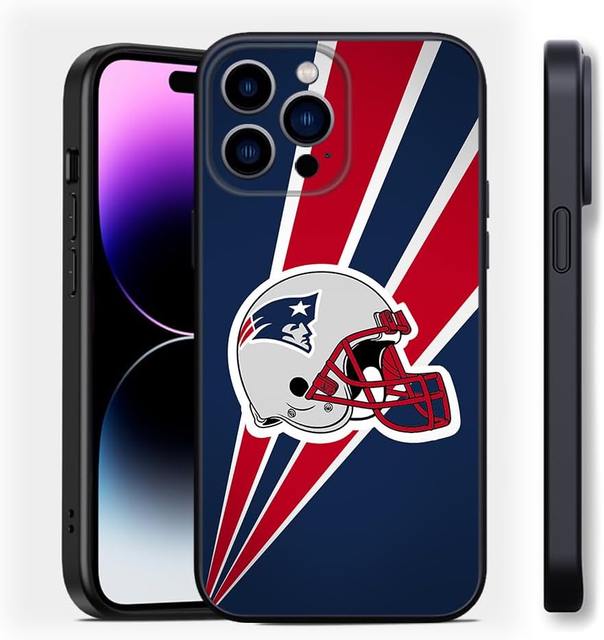 New England Football TPU Phone Case for iPhone 15, Navy-Red Stripe image 3