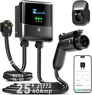 Level 2 EV Charger - 40Amp 240V 25FT Electric Vehicle Charging Station, Cable Smart Wall EV Chargers Level 2 for Home, RFID Card, WiFi Enabled, NEMA 14-50 - 9.6kW EVSE J1772, UL