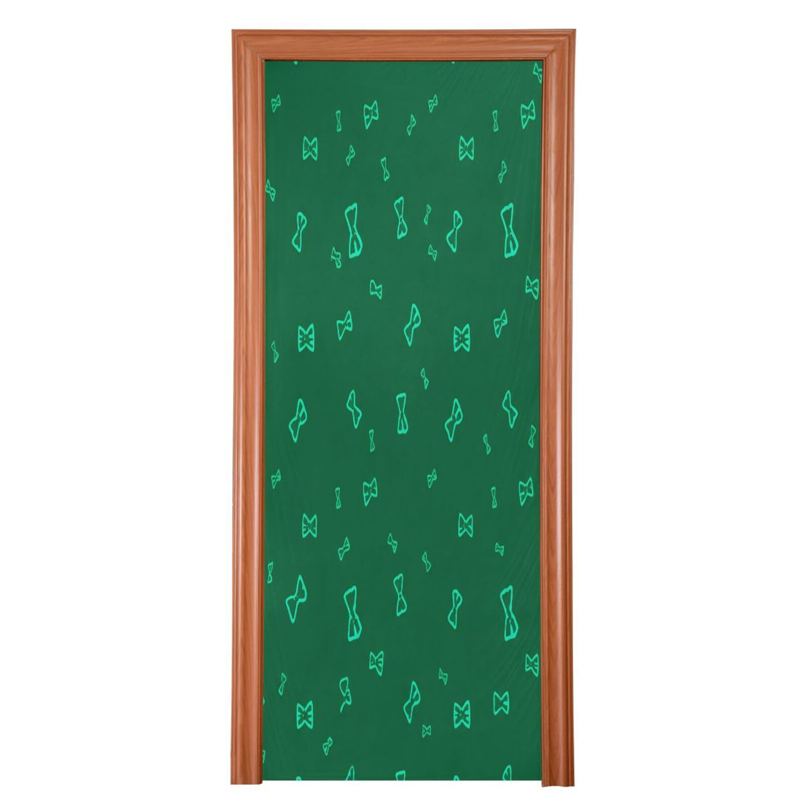 Décoration de porte de Noël nœud papillon vert foncé pour entrée de maison de 82x205 cm
