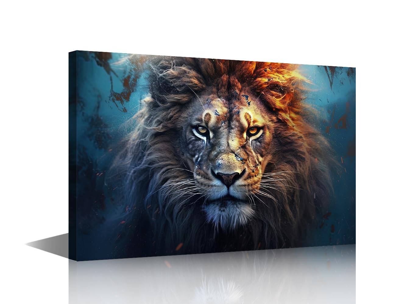 TISHIRON Powerful Roaring King Lion Artwork Painting Wall Decor Lion Head Pictures Framed Artwork for Living Room Wall Decoration Beast of Prey Canvas Art Prints for Bedroom Office 12" Wx18 Hx1 Panel