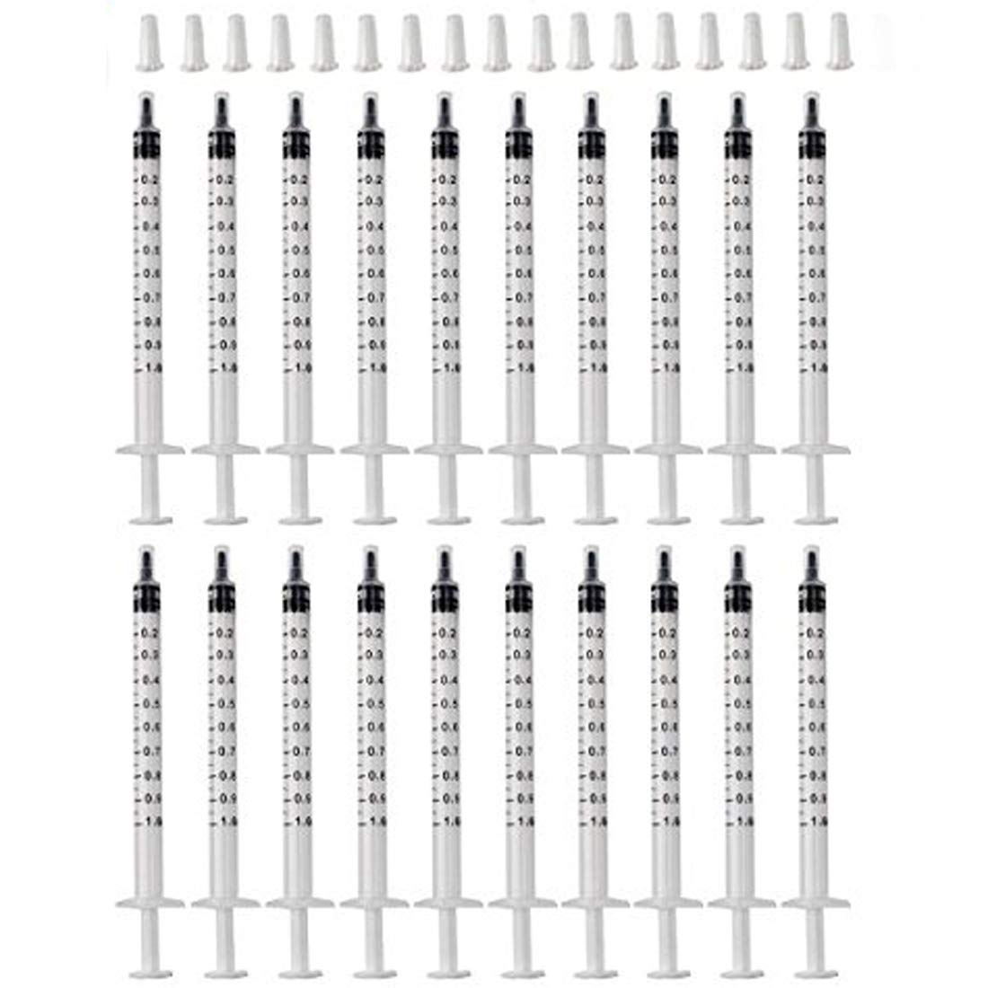 50 Pack 1ml 1cc Syringes with Caps, Buytra Plastic Syringe with Luer Slip Tip, No Needle, Non Sterile- Ideal for Refilling, Transfering and Dispensing Liquids
