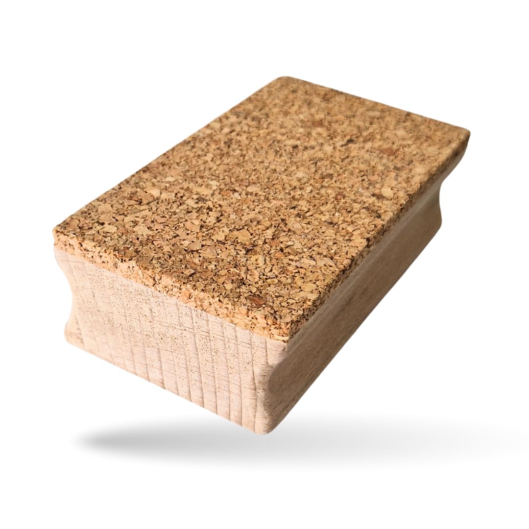 Schleifklotz 115x64x36 mm | Hand-Schleifblock aus Buchenholz mit Korkauflage | Für handelsübliches Schleifpapier (Bogen oder Rollenware) | Made in Germany | Ergonomischer Holz-Schleifklotz