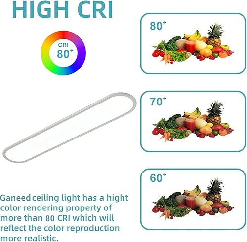 Miniatura 9 de Ganeed Lámpara de techo LED regulable de 39.4 pulgadas, lámparas de techo largas de alto brillo, 3000-6000 K seleccionables, moderna, ultrafina, de