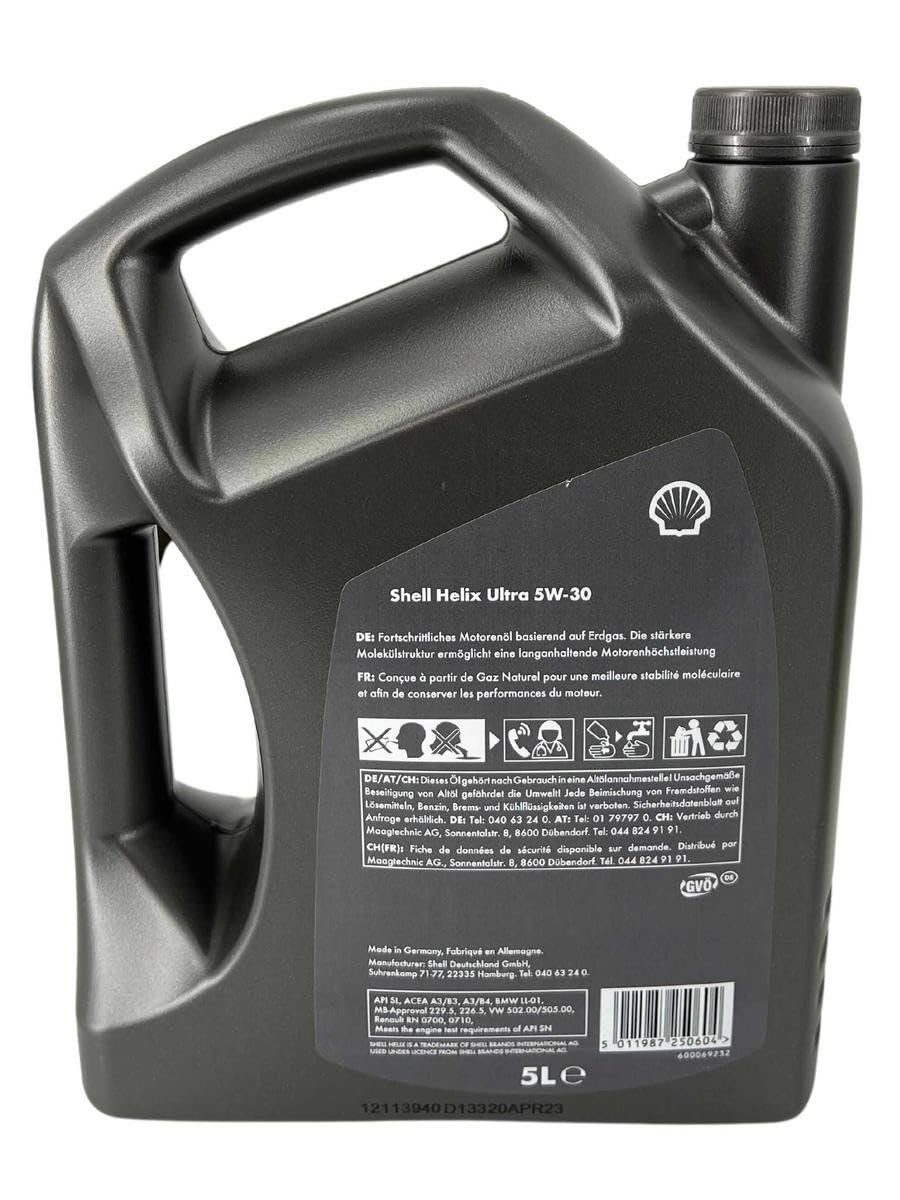 SHELL Motoröl 5W-30 Helix Motor Öl ACEA A3/B3 ACEA A3/B4 API SN Ultra 4L Kompatibel mit VW Golf VII Schrägheck 5G1, BQ1, BE1, BE2 Golf IV Schrägheck 1J1 GOLF VI 5K1 Golf V Schrägheck 1K1 POLO 9N