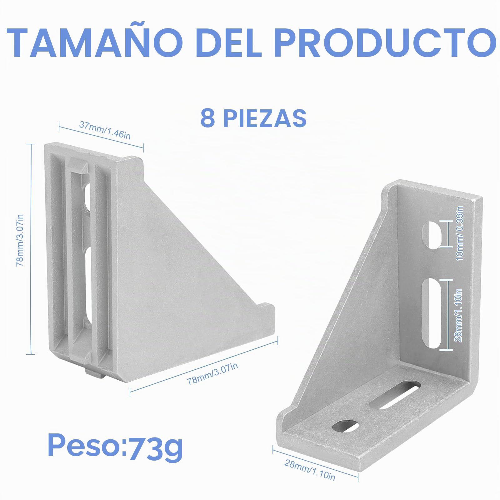 8 piezas escuadras de aluminio 4080 – Conectores de ángulo 90° para perfiles de aluminio – Fijaciones resistentes para estructuras, marcos y proyectos industriales o de bricolaje